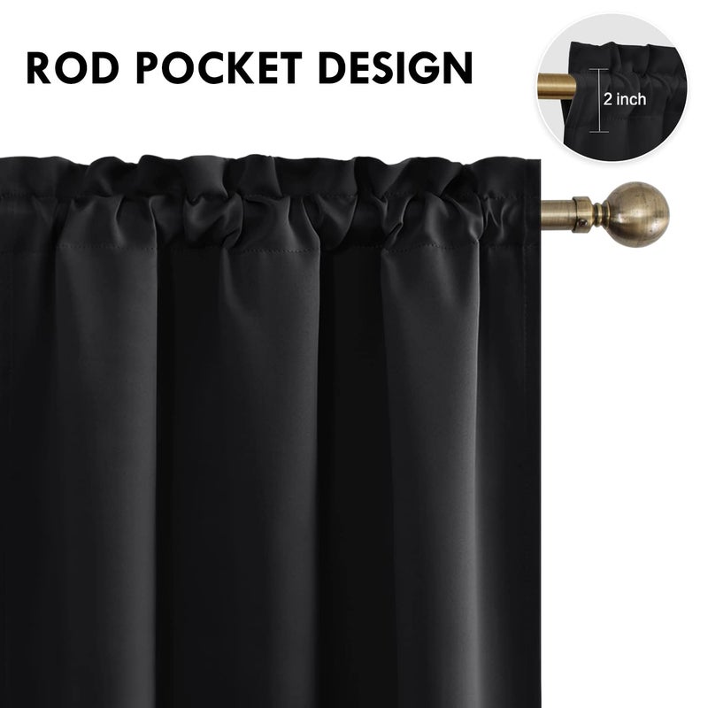 DWCN Blackout Curtains for Bedroom - Thermal Insulated Privacy Energy Saving Rod Pocket Drapes for Living Room, W 38 x L 72 Inch, Black, Set of 2 - Image 4